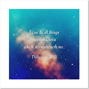 Philippians 4:13 (sky background) Posters and Art